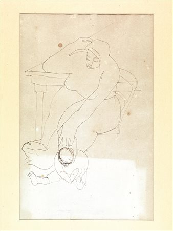 Lorenzo Viani (Viareggio 1882 - Ostia 1939) MADRE E FIGLIO penna e inchiostro...