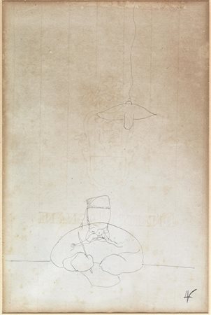 Lorenzo Viani (Viareggio 1882 - Ostia 1939) UOMO BAFFUTO ALLA SCRIVANIA Penna...