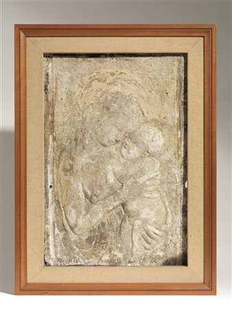 Da Desiderio da Settignano MADONNA CON BAMBINO rilievo in stucco con alcune...