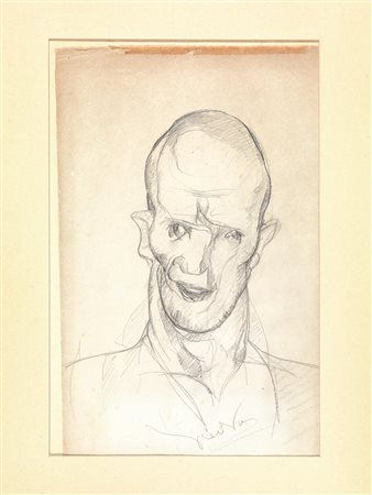 Lorenzo Viani (Viareggio 1882 - Ostia 1939) RITRATTO DI UOMO CALVO matita di...