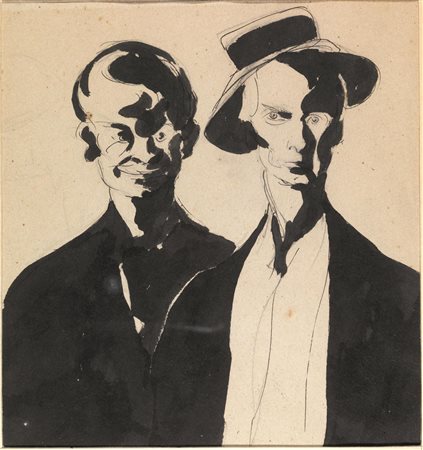 Lorenzo Viani (Viareggio 1882 - Ostia 1939) DUE FIGURE MASCHILI A MEZZOBUSTO...