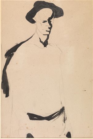 Lorenzo Viani (Viareggio 1882 - Ostia 1939) UOMO CON CAPPELLO Penna,...