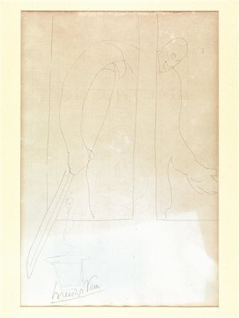 Lorenzo Viani (Viareggio 1882 - Ostia 1939) DUE DISEGNI Uomo ala finestra con...