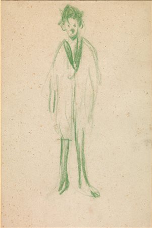 Lorenzo Viani (Viareggio 1882 - Ostia 1939) BAMBINO Gessetto verde su carta...