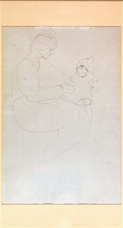 Lorenzo Viani (Viareggio 1882 - Ostia 1939) MATERNITA'Penna a inchiostro di...