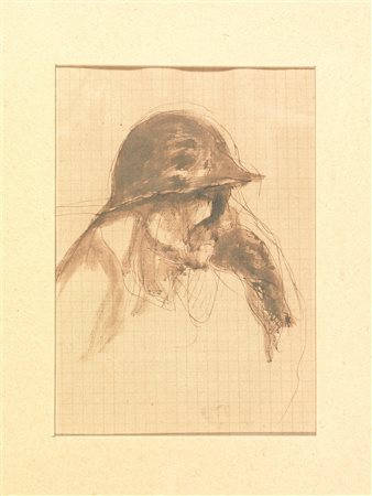 Lorenzo Viani (Viareggio 1882 - Ostia 1939) DUE DISEGNI Tre soldati italiani....