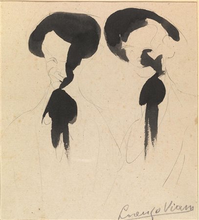 Lorenzo Viani (Viareggio 1882 - Ostia 1939) DUE FIGURE MASCHILI A MEZZOBUSTO...