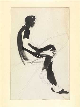 Lorenzo Viani (Viareggio 1882 - Ostia 1939) FIGURA MASCHILE SEDUTA penna,...