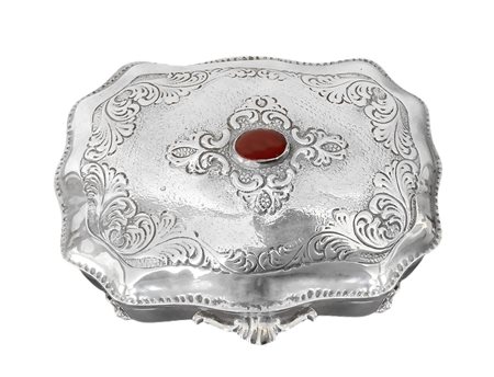 Portagioie in argento con corniola sul coperchio