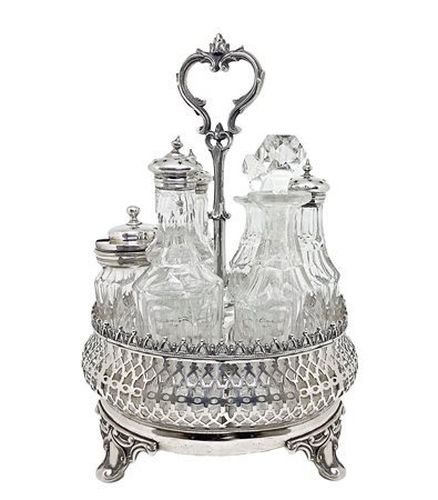 DALIANA - Menagera traforata, in sheffield e 6 pezzi cristallo