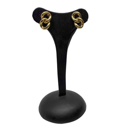 Orecchini in oro giallo infinity con gancio a bottone