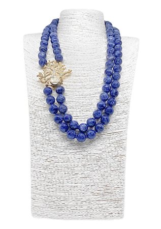 Collana due fili di CIANITE sfera liscia 
