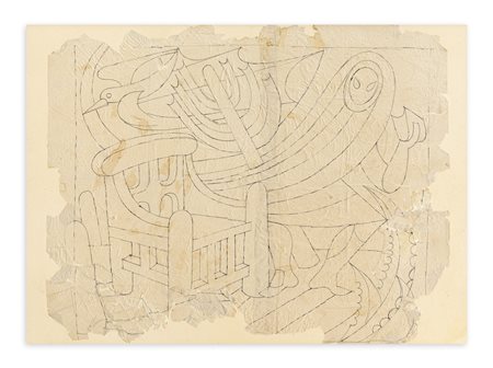 FORTUNATO DEPERO (1892-1960) - Strappo di vento (Spolvero per dipinto), 1947 circa