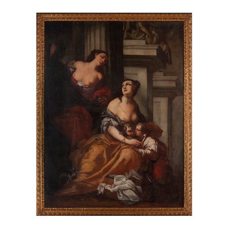 Francesco Ruschi (Roma 1610 - Treviso 1661), Cornelia presenta i suoi figli Tiberio e Gaio Sempronio Gracco a una matrona che le aveva mostrato i suoi gioielli