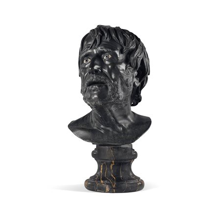 Testa in bronzo dello Pseudo Seneca, probabile manifattura italiana del XIX secolo