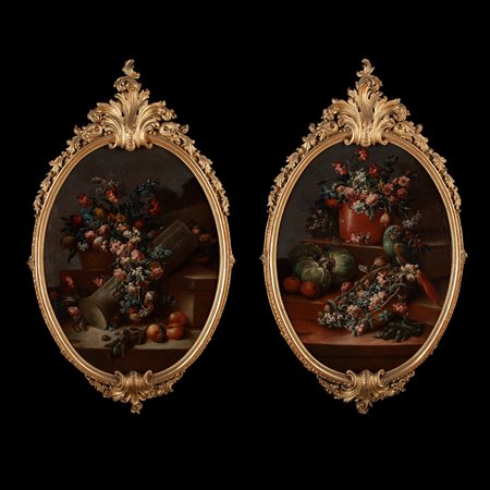 Francesco Malagoli (Modena 1732? - 1779), attr. a, Coppia di nature morte con fiori