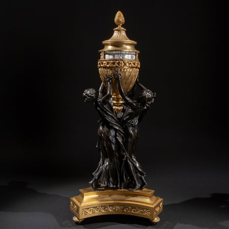 Importante orologio l'heure tournant in bronzo, Francia primo quarto del XIX secolo