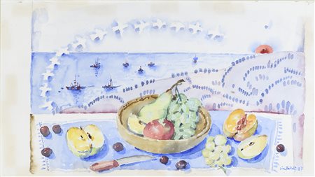 ACQUERELLO NATURA MORTA, F.TO DINO VAKALIS