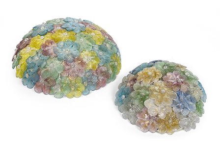 DUE PLAFONIERE IN VETRO, SEGUSO MURANO ANNI '50