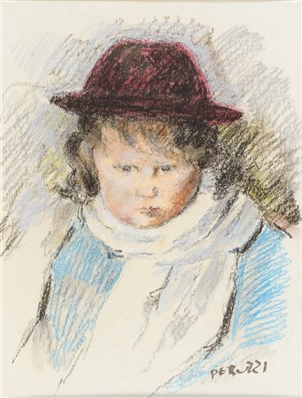 PASTELLO RITRATTO DI BAMBINO DI CESARE PERUZZI