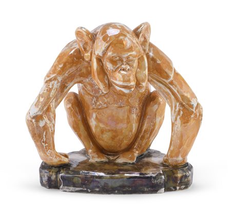 SCULTURA DI SCIMMIA IN CERAMICA, V.B. ITALY