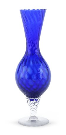 VASO IN VETRO BLU, MATELASSÈ ANNI '80