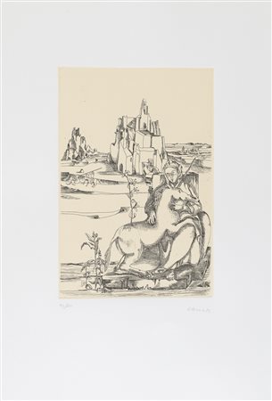 INCISIONE DAMA CON L'UNICORNO F.TA E. RIZZO