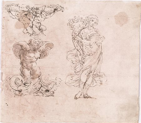 [cerchia di] Mitelli, Giuseppe Maria(Bologna 1634 - 1718)FIGURA FEMMINILE CON...