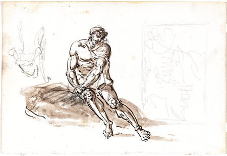 Wicar, Jean Baptiste(Lille 1762 - Roma 1834)STUDIO DI UOMO SEDUTO E ALTRI...
