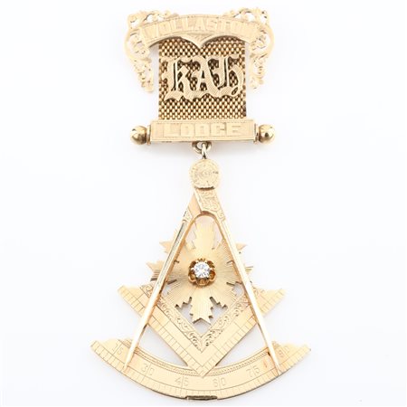 Distintivo del Wollaston Lodge in oro 9 kt con brillante 0,5 ct