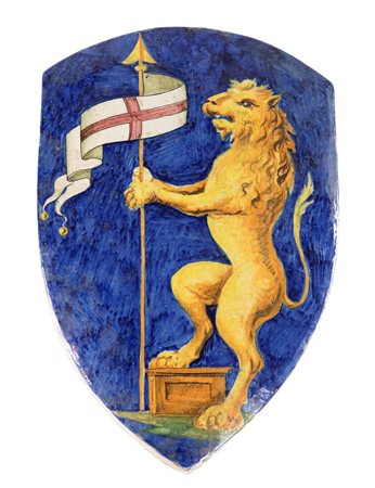 Grande scudo in ceramica policroma