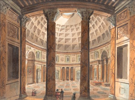 Pittore fine XVIII/inizio XIX secolo Interno del Pantheon
