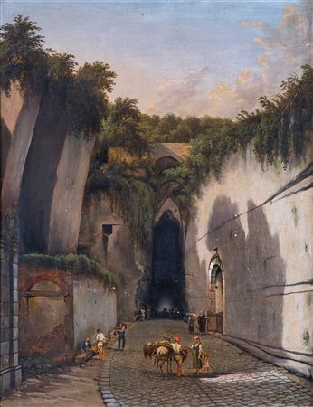 Saverio Della Gatta (attribuito a) (Lecce, 1758 - 1828) Veduta della grotta di Virgilio
