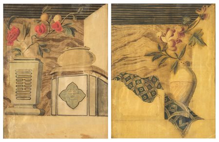 Scuola veneziana del XVIII secolo Due dipinti alla façon de Chine