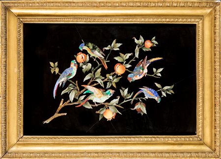 Pannello in commesso di marmi e pietre dure, opificio fiorentino, XIX secolo