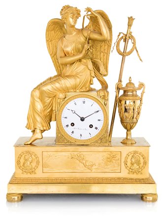 Pendola in bronzo dorato d'epoca Impero