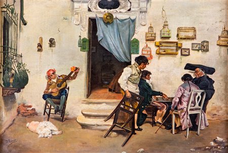 José Jiménez Aranda (Siviglia, 1837 - Siviglia, 1903) La bottega del barbiere