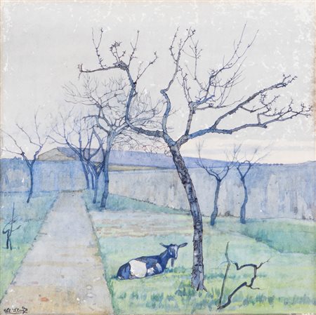 Llewelyn  Lloyd (Livorno, 1879 - Firenze, 1949) L'orto silenzioso (grigio) 1942