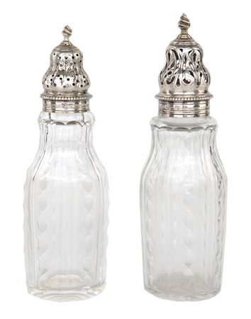 Due cruets in cristallo e argento sterling, Inghilterra