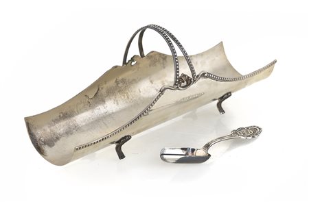 Portagrissini e paletta da zucchero in argento 800