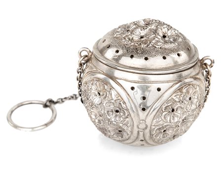 Infusore da tè in argento sterling, New York, argentiere Theodore B. Starr