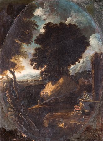 Scuola Romana del XVII secolo Scena bucolica