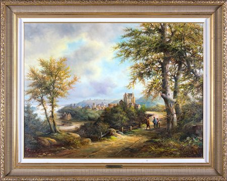 Bernd Gagel (1940) Paesaggio con viandante verso la città