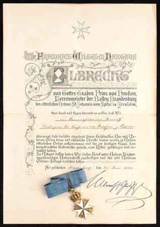 GERMANIA, ANTICHI STATI, REGNO DI PRUSSIA - ORDINE DI SAN GIOVANNI, C. 1880