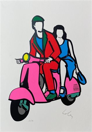 Marco Lodola “Coppia in vespa”