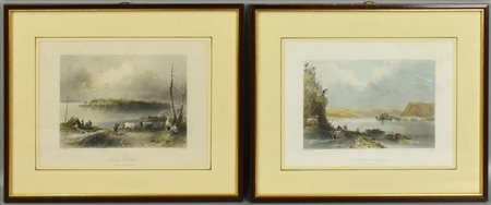 LOTTO DI 4 STAMPE raffiguranti paesaggi marini e lacustri cm 20x25