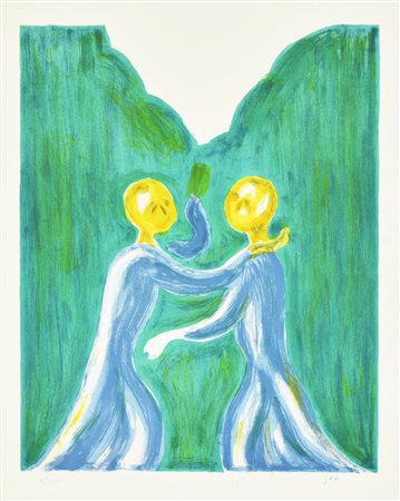 Virgilio Guidi L'ABBRACCIO litografia su carta, cm 70x50; es. X/XXX firma...