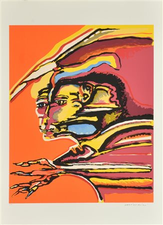 Remo Brindisi RITRATTO ﾁﾁserigrafia su carta, cm 70x50; es. p.a. ﾁﾁfirma