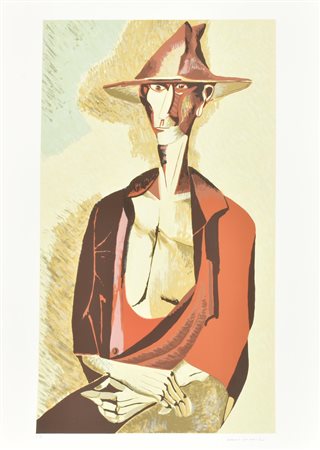 Remo Brindisi RITRATTO MASCHILE serigrafia su carta, cm 70x50; es. p.a. firma