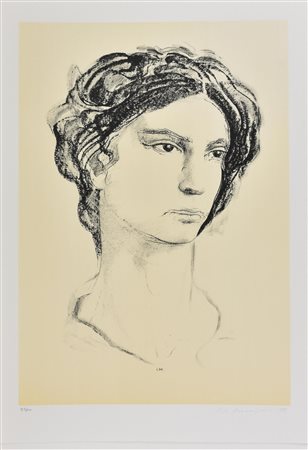 Pietro Annigoni RITRATTO litografia su carta, cm 70x50; es. 91/100 firma